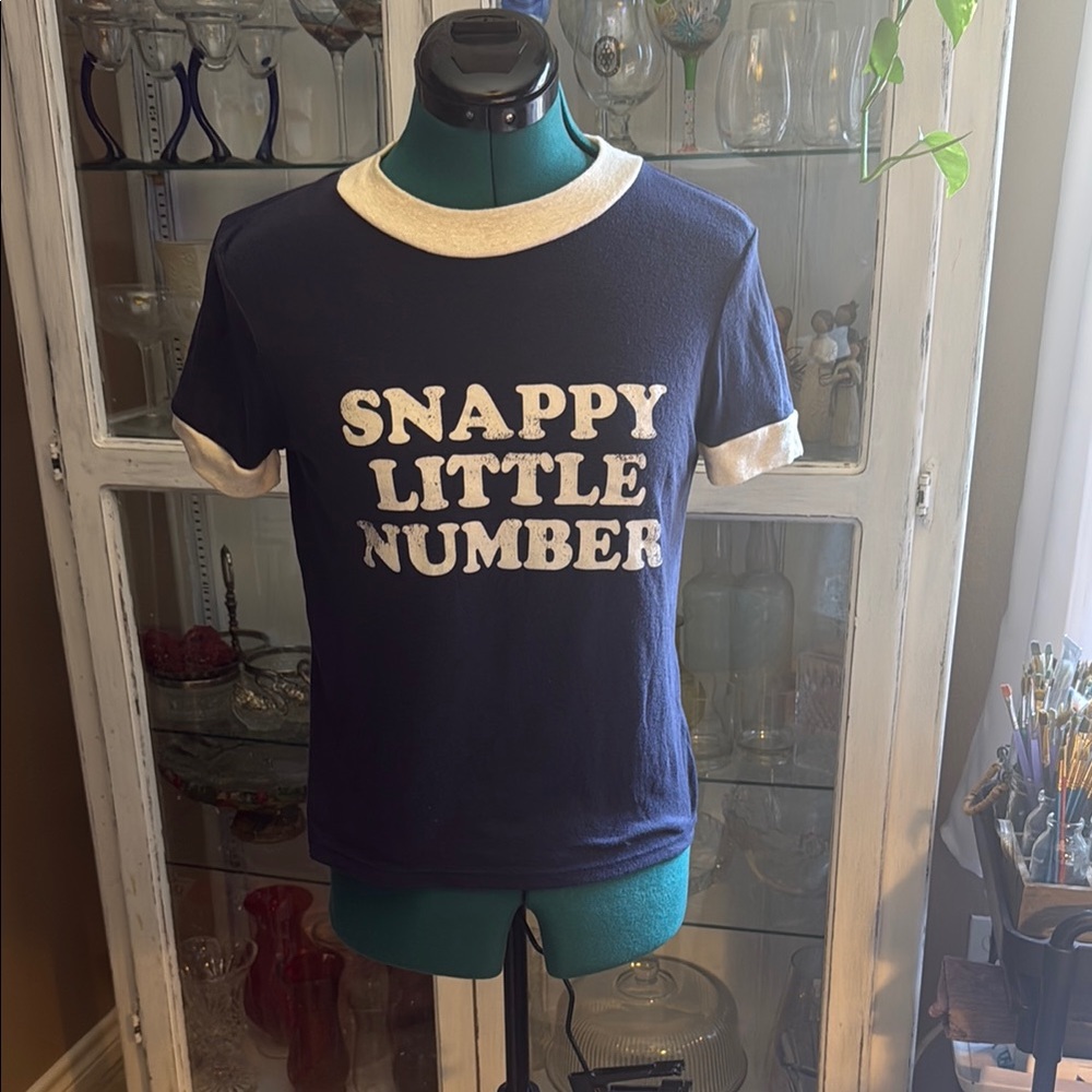 Navy Blue Tee with White Accents